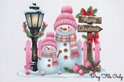 Pink Snowman Clipart Bundle PNG Product Image 8