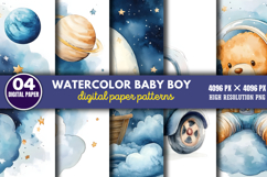Watercolor Baby Boy Scenes-Paper PNG Product Image 1