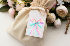 Pastel Rainbow Coquette Bow Clipart PNG Product Image 6