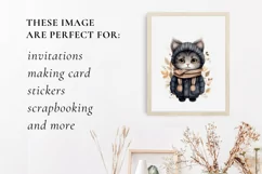 Winter Cute Grey Cat Watercolor Sublimation PNG Product Image 3