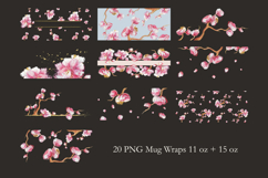 Hand Painted Sakura Mug Wrap Bundle | 30 PNG Designs Product Image 7