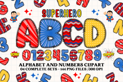 Superhero Digital Papers, superhero doodle letters Product Image 2