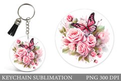Butterfly Keychain Design. Flowers Keychain Template Product Image 1