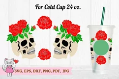 Halloween Skull of rose svg ,Full Wrap Venti Cold Cup 24 oz Product Image 3