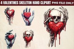 Valentines Skeleton Hand Clipart PNG Product Image 1