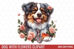 Dog With Flowers Clipart Product Image 1
