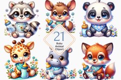 Cute Baby Animals Clipart, Animal Baby sublimation bundle Product Image 1