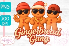 Gingerbread Gang PNG, Funny Christmas PNG for kid&#039;s shirts Product Image 1