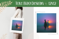 Neon Sunset Illustration, People Tote Bag Design Product Image 1
