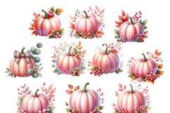 Pink Pumpkins Clipart, Pink Halloween PNG Product Image 7