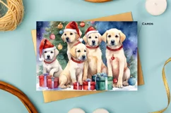 Watercolor cards with Labradors for Christmas. Puppies Product Image 3