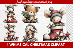 4 Whimsical Christmas Clipart | Cute Holiday PNG Set Product Image 1