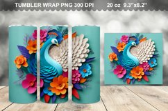 3D Rainbow Peacock 20 oz Skinny Tumbler Sublimation Product Image 8