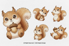 15 Bundle Watercolor Baby Squirrel Rodent Nut Animal Tree Product Image 7