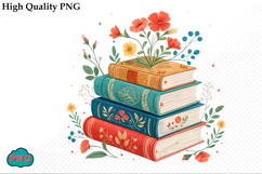 Watercolor Floral Books Clipart PNG Bundle Product Image 6