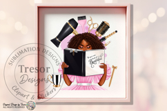 Beautiful Hair Stylist PNG Black Woman Reading Book Design Product Image 5