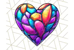 Stained Glass Hearts and Butterflies Clipart PNG Product Image 3