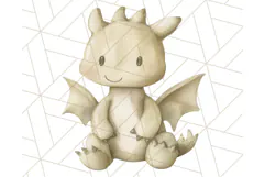 Watercolor Baby Dragon Clipart, Cute Nursery Fantasy PNG Product Image 5