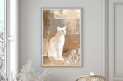 Neutral Beige Modern Art | Minimalist Cat Illustration Product Image 4