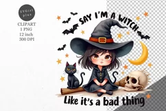 Halloween clipart, Witch clipart, Quote clipart Product Image 1