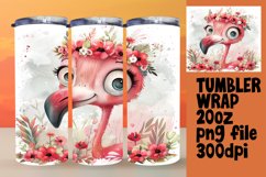 Floral Flamingo Tumbler Wrap for Sublimation 20oz Product Image 1