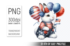 4th Of July Bunny Sublimation Clipart PNG Design Product Image 1