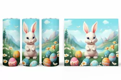 Cute Bunny Tumbler Design. Easter Tumbler Sublimation Product Image 2