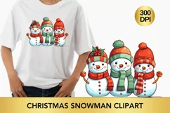 colorful Christmas snowman clipart, snowman sublimation Product Image 1