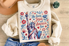 She loves Jesus and America too PNG T-Shirt|4th of July PNG Product Image 7