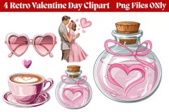 Retro Valentine Day Clipart PNG Product Image 1