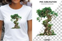 Green Tree PNG Digital Print, Transparent Forest Art Product Image 1