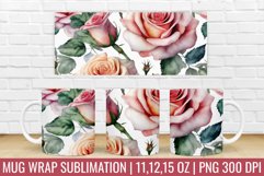 Flower Roses Mug Wrap | Mug Watercolor Design Product Image 1