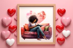 Valentines Day Bookworm African Girl Clipart Product Image 3
