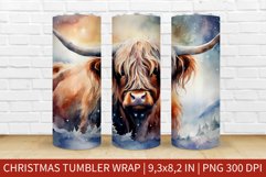 Christmas Highland Cow | Christmas Tumbler Sublimation Product Image 1