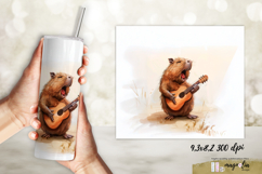 capybara with a guitar|watercolor cute CAPYBARA tumbler Product Image 2