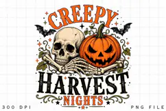 Creepy Harvest Nights Skull Pumpkin Halloween Vintage Product Image 2