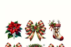 Preppy Coquette Christmas PNG | Red Green Bow Design Product Image 4