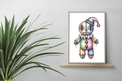 Harlequin Jester Stitched Doll Halloween Voodoo PNG cute Product Image 2