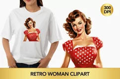 Retro woman clipart, Retro woman sublimation Product Image 1