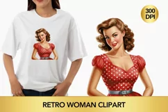 Retro woman clipart, Retro woman sublimation Product Image 1