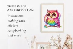 Cute colorful Owl Sublimation, Rainbow Owl PNG Product Image 3