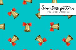 Christmas bells watercolor pattern |Watercolor digital paper Product Image 1