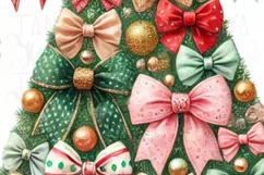 Colorful Coquette Christmas Tree PNG, Winter Sublimation Product Image 5
