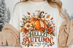 Hello Autumn PNG, Cozy Fall Pumpkin and Floral Design Product Image 2
