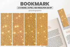 Gold Glitter Bookmark PNG, Bookmark Sublimation Product Image 1