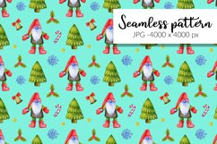 Watercolor pattern with Christmas gnomes Product Image 1