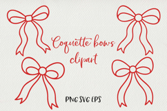 Coquette Bows Clipart | Pink Girly Ribbon Illustrations SVG Product Image 1