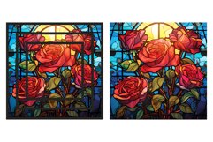 Rose Stained Glass Card. Stained Glass Rose Card Sublimation Product Image 3