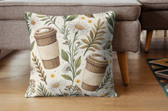 Coffee &amp; Wildflowers Seamless Pattern, Cozy Floral Coffee Product Image 7