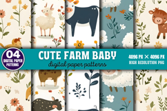 Cute Farm Baby Digital Paper Pattern Bundle PNG Product Image 8